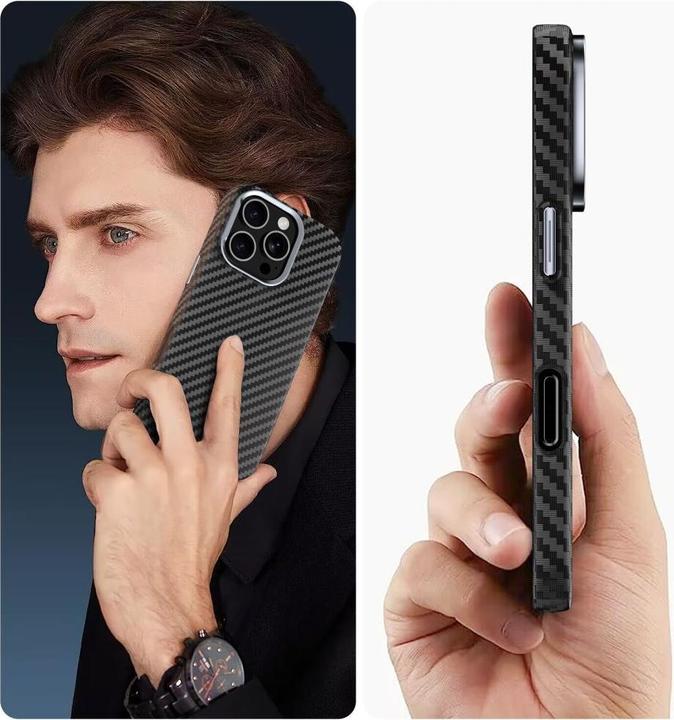 Actual product image 4Kom Ion Carbon MagSafe iPhone 16 Case - Black/Grey (Apple iPhone 16)