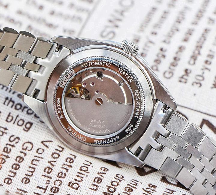 Actual product image Burei Automatic watch, silver