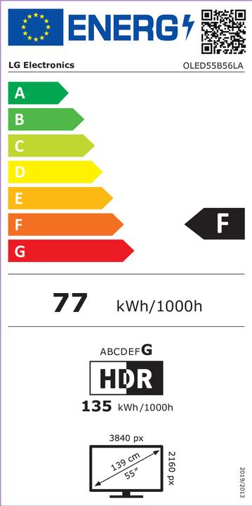 Energy Label LG 55 OLED B56 4K (2025) (OLED55B56LA.AEU) (55", OLED, 4K, 2025)