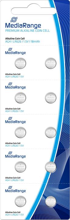 Produktbild MediaRange Knopfzellen LR626 1.5V (10 Stk., AG4, 18 mAh)