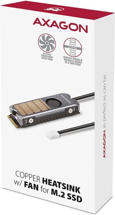 Produktbild Axagon CLR-M2FAN computer cooling system Solid-state drive Heatsink/Radiatior Grey 1 pc(s)
