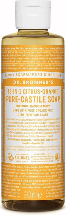 Actual product image Dr. Bronner's 18-in-1 Citrus-Orange (Liquid soap, 240 ml)