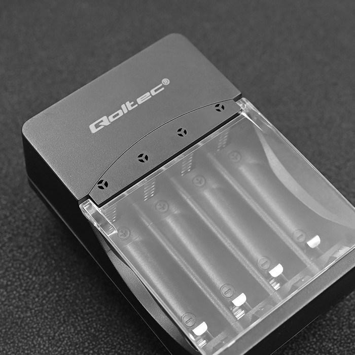 Productafbeelding Qoltec 50653 Acculader voor Ni-MH type R03/AAA R6/AA (1 Pcs., AAA, AA, 3000 mAh)