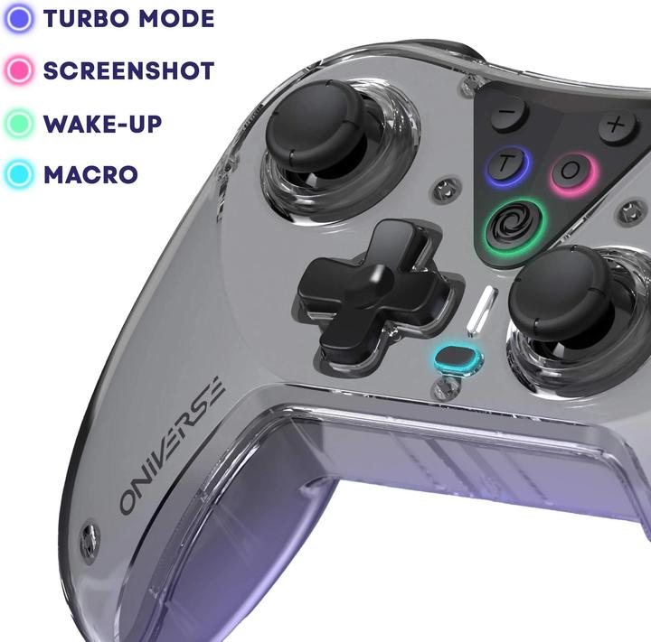 Produktbild Oniverse Nintendo Switch Astralite Controller Wireless Smoked Black inkl. Charging Station (Android, Switch OLED, PC, iOS, Switch, Switch Lite)