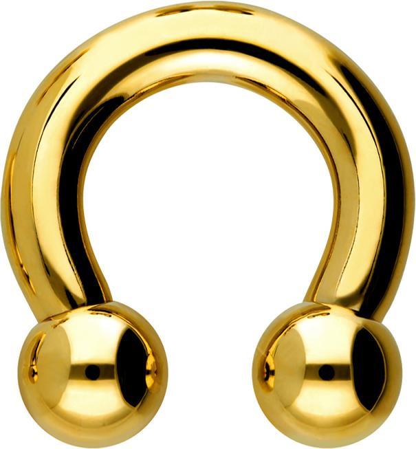 Actual product image Star Piercing Circular Barbell internal thread gold plated with two balls (Titanium G23, without brass)