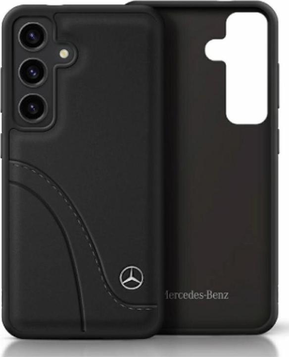 Image du produit Mercedes Leather Curved Stitches Case for Samsung Galaxy S25 - Black (Samsung Galaxy S25)