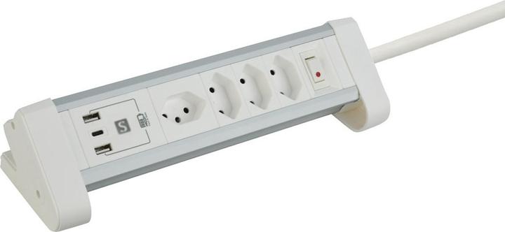 Schönenberger Bâti de prises de table ALU blanc (4 x, Type 13, 2 m)