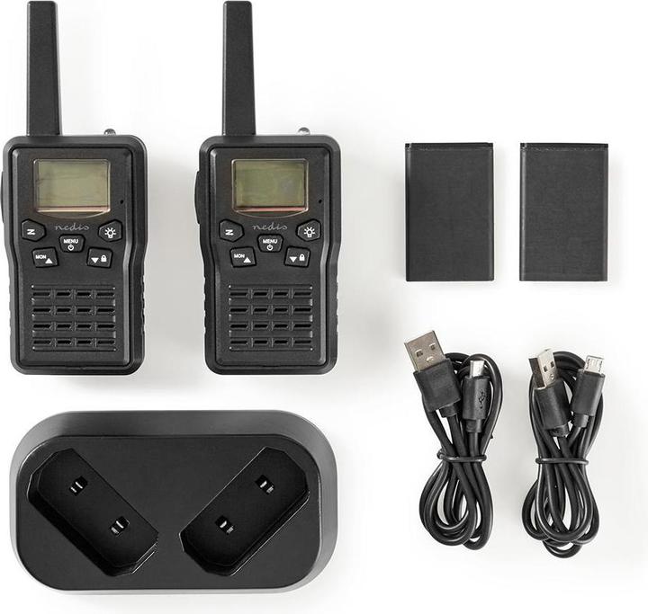 Produktbild Nedis Walkie-Talkie-Set 2 Hörer Bis zu 10 km Frequenzkanäle: 8 PTT / VOX Bis zu 6 Hours Ladestation (10 km)