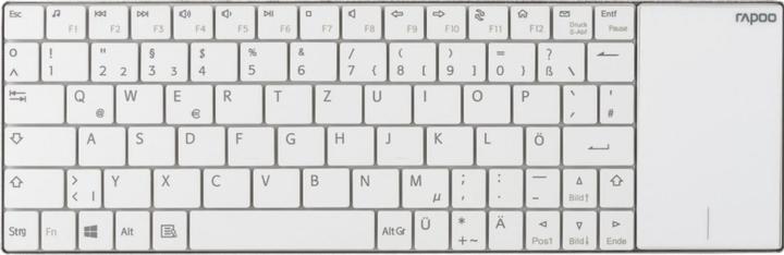 Productafbeelding Rapoo E2710 Draadloos Multimedia Touchpad Toetsenbord Wit (DE, Bedraad)