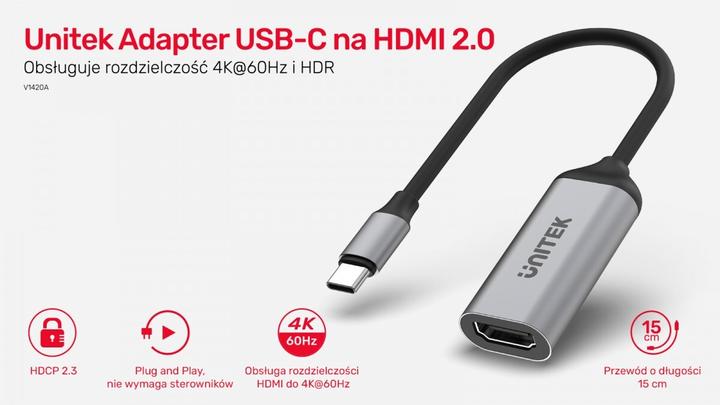 Actual product image Unitek ADAPTER USB-C - HDMI 2.0 4K 60HZ M/F (USB-C, 15 cm)