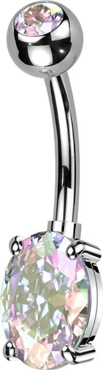 Immagine prodotto Star Piercing Banana d'argento con sfera di cristallo d'argento multicolore e grande cristallo ovale multicolore (Ottone, Titanio G23)