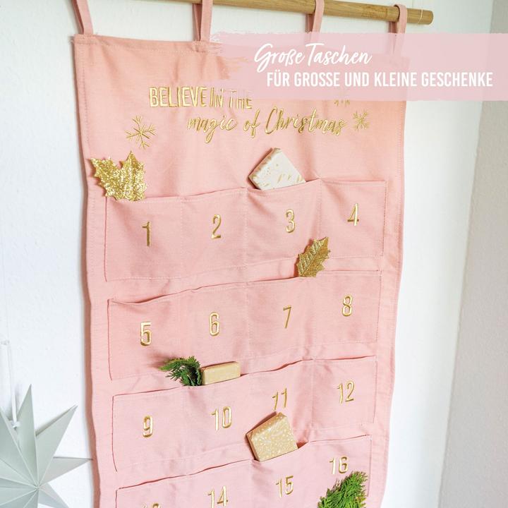 Immagine prodotto Papierdrachen Arazzo calendario dell'Avvento rosa e oro
