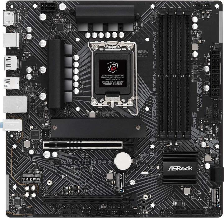 Actual product image AsRock B760M PG LIGHTNING - mATX DDR5 S1700 (LGA 1700, Intel B760, mATX)