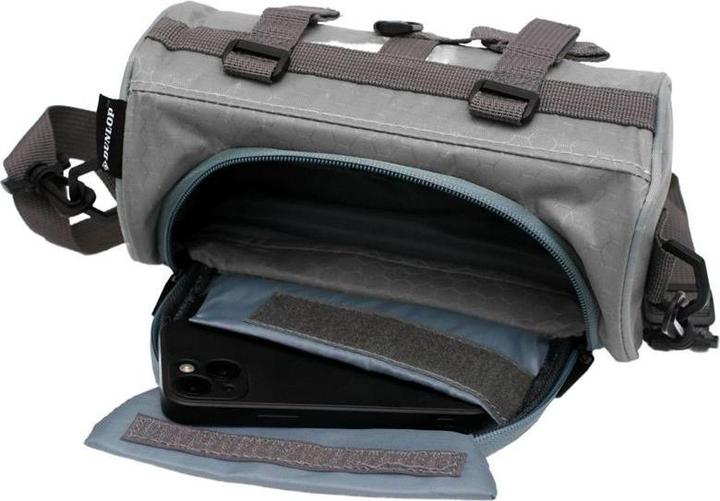 Actual product image Dunlop - Fahrradlenkertasche/Gepäcktasche mit Smartphonetasche (grau) (1.20 l, Handlebar bag)