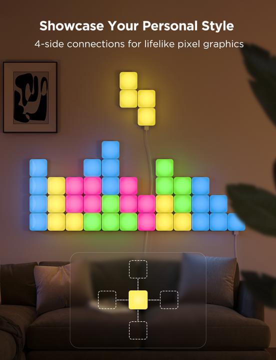 Actual product image Govee Mini light panels RGBIC segment colours