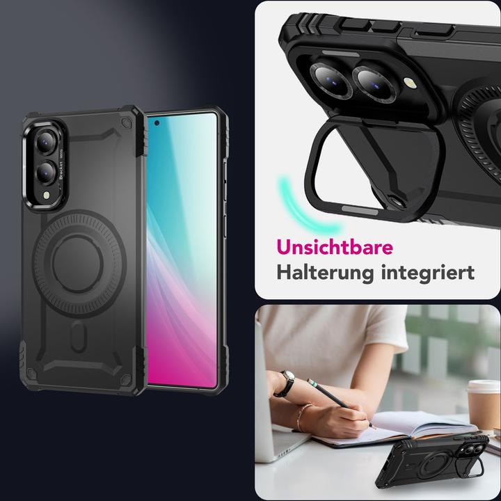 Image du produit Nalia Granite - Schlagfeste Panzer Hülle mit MagSafe & Kamera Standfuss - Military Cover (Samsung Galaxy S25 Edge)