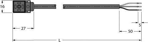 Produktbild Turck Ventilsteckverbinder Bauform CI Anschlussleitung VC9S02-A80E-5/TXL
