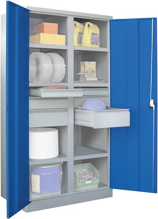 Produktbild Pavoy Schwerlastschrank 1040 x 630 x 1950 mm Drehgriff mit Trennwand (63 cm, 195 cm)