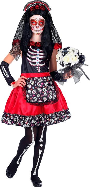 Produktbild Widmann MUJER DIA DE LOS MUERTOS (Kleid, Armstulpen, Haarreif mit Schleier), 116 cm / 4-5 Years (110)