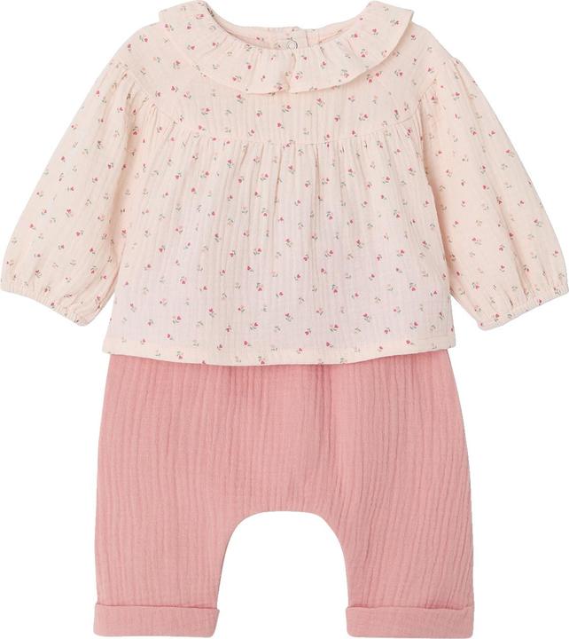 Actual product image Vertbaudet Baby-Set mit Volants: Bluse & Haremshose, Musselin (62)