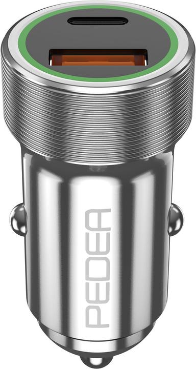 Immagine prodotto Pedea Caricatore rapido da auto ""Dual"" 20 Watt per USB tipo A/C, argento