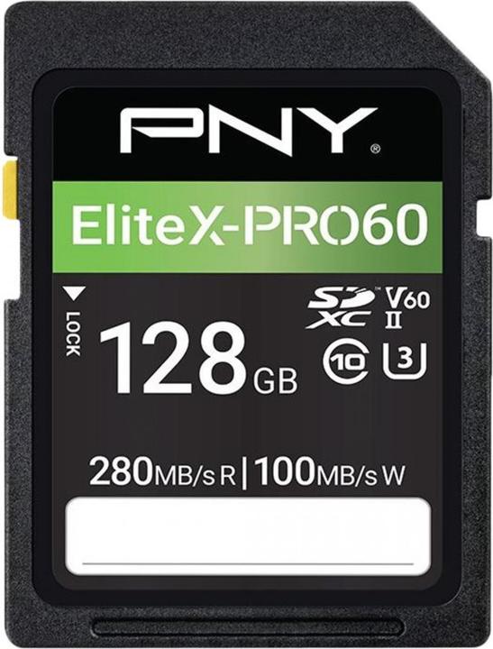 PNY Carte SD XC 128GB X-PRO 60 Class 10 UHS-II détail (128 Go, microSDXC, U3, UHS-II)
