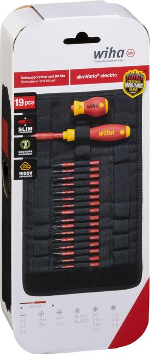Actual product image Wiha Screwdriver and bit set (Phillipps cross recess (PH), Torx (TX), Allen screw, Pozidriv cross recess (PZ), Slotted screws)