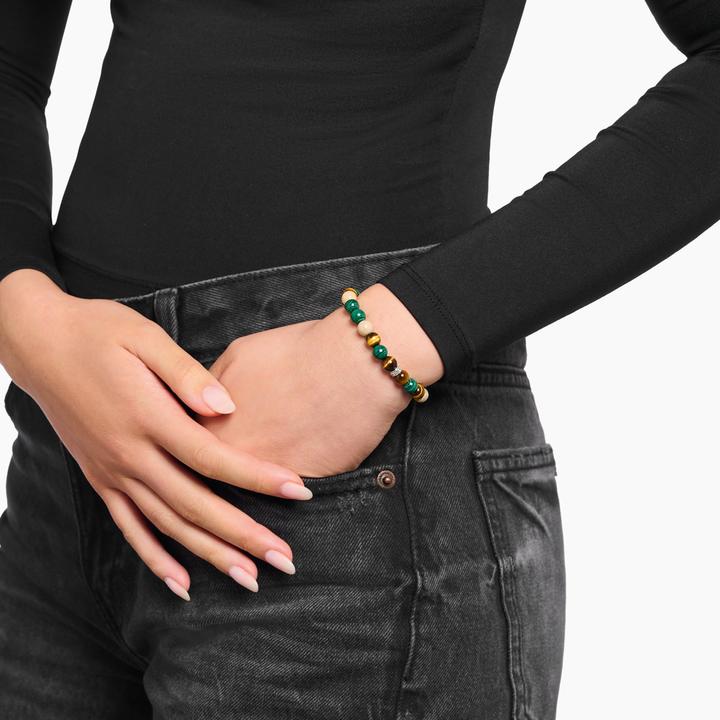 Immagine prodotto Thomas Sabo Bead Armband in Erd und Grüntönen (19 cm, Argento 925)