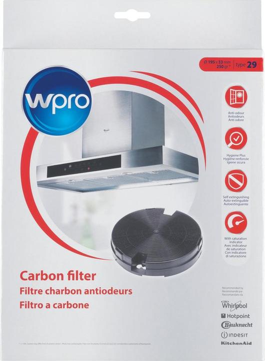 Image du produit WPRO 2x filtre à charbon actif type 29 484000008572, 481249038013, AMC912