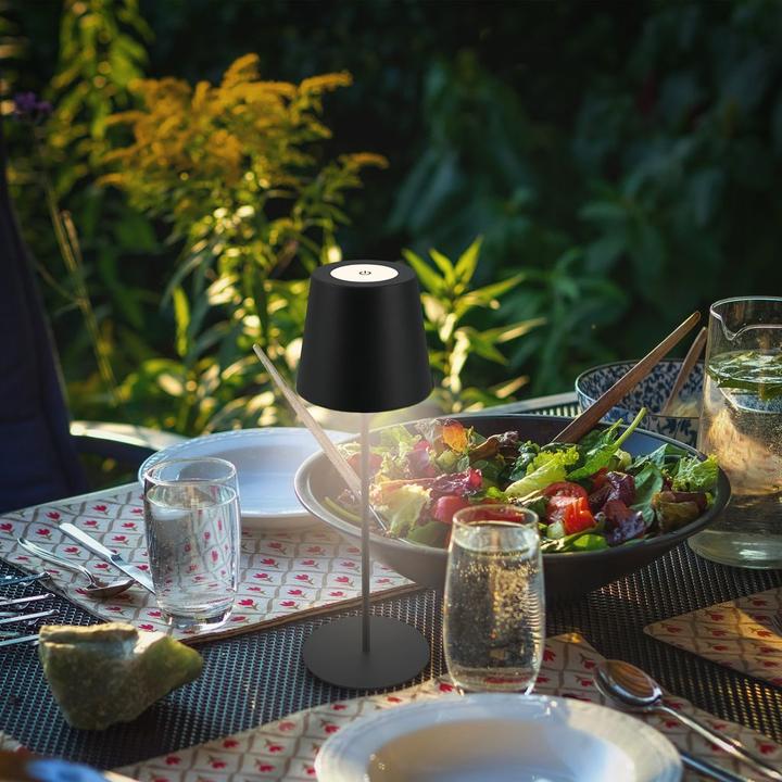 Image du produit B.K.Licht Lampe de table LED rechargeable, IP44, 2,5W, noir