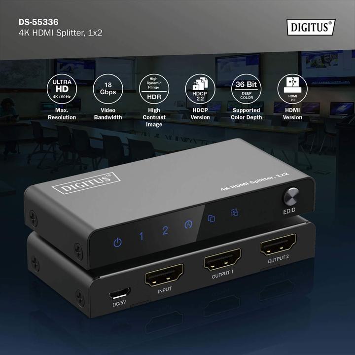 Immagine prodotto Digitus Splitter HDMI 4K, 1x2