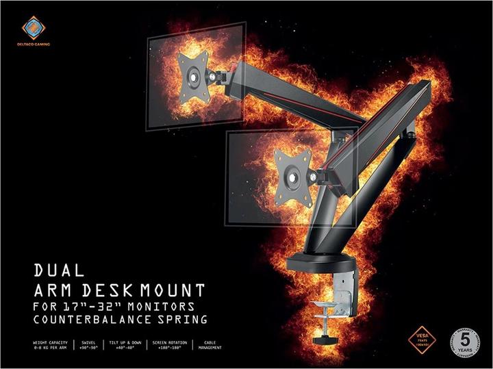 Image du produit Deltaco Gaming Bras pour double écran Pro Gaming (Tables, 32")