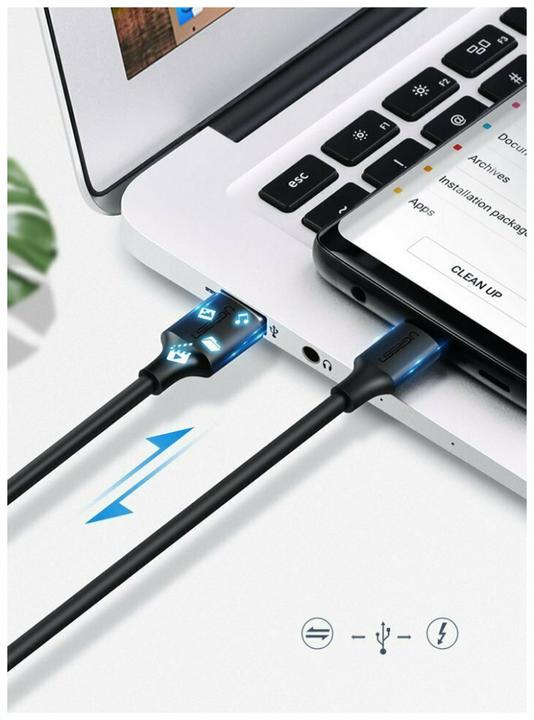 Actual product image Ugreen USB-A 2.0 to USB-C data cable (2 m, USB 2.0, 5 W)