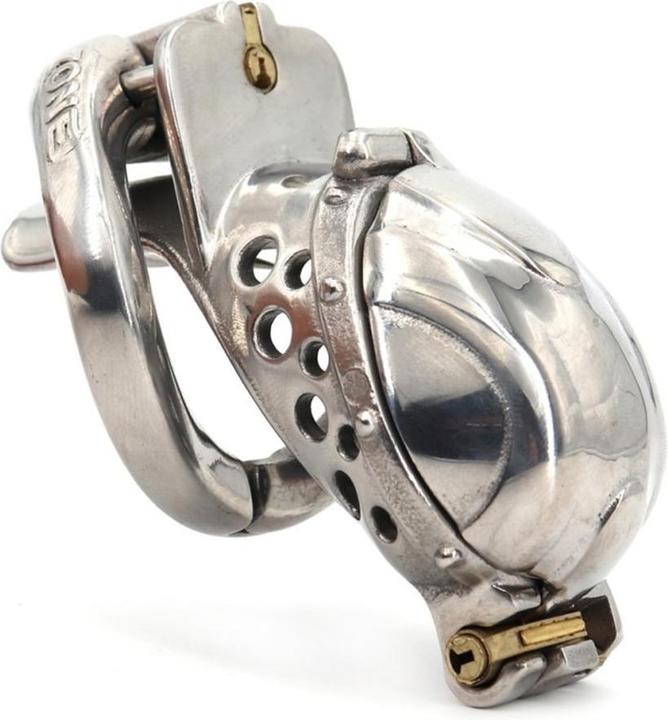 Actual product image CockLock Metal Penis Chastity Cage "Double Endy