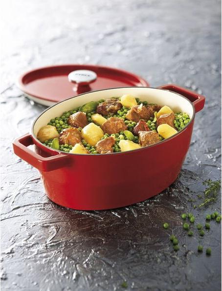Productafbeelding Pyrex Gietijzeren pan 29cm 3,8l SLOWCOOK ovaal rood (Braadpan + kasserol, Gietijzer)