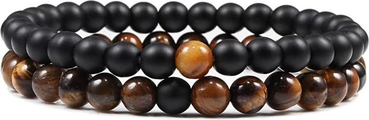 Cbx Elastisches Perlen Armband Tigeraugen (Bimsstein, Malachit)