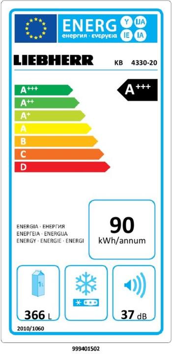 Etichetta energetica Liebherr KB 4330-21 (372 l)