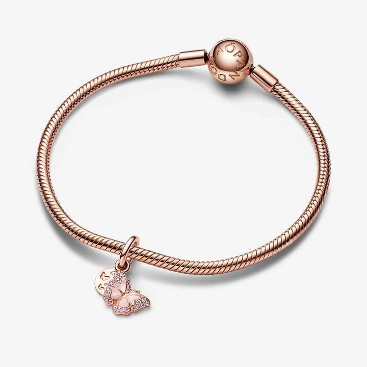 Image du produit Pandora Papillon rose & phrase Double Charm (Métal doré à l'or rose)
