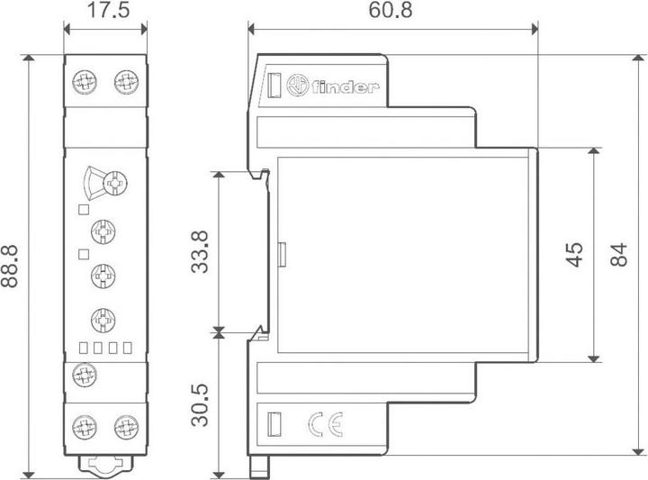 Immagine prodotto Finder Relè di monitoraggio della tensione 220-240V ac, 1P