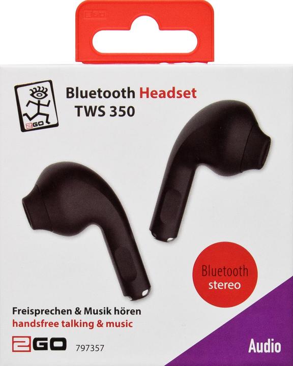 Produktbild 2GO Bluetooth Headset TWS 350 schwarz (3 h, Kabellos)