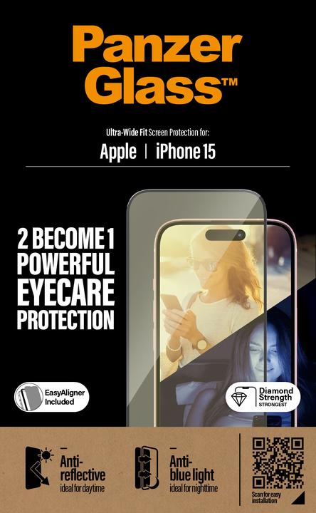 Productafbeelding PanzerGlass Eyecare Screen Protection iPhone 2023 6.1 Ultra-Wide Fit (1 Stuk, Apple iPhone 15)