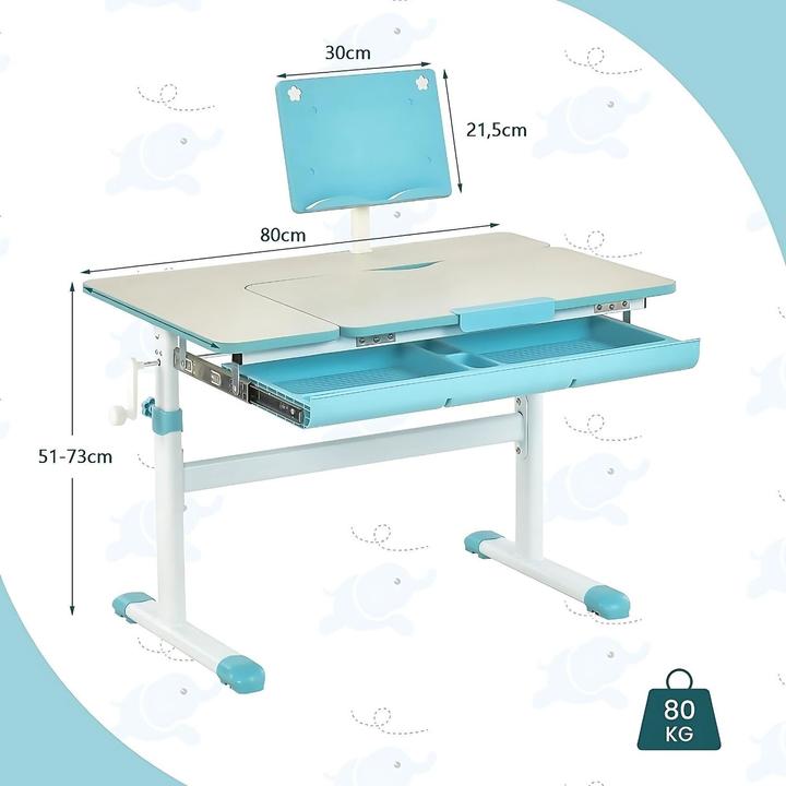 Produktbild Milkii Höhenverstellbarer Schreibtisch mit neigbarer Tischplatte, Blau