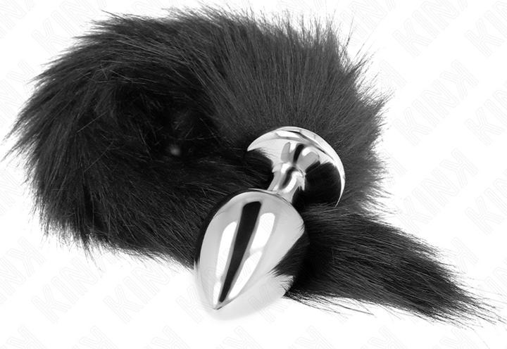 Actual product image Kink Anal Plug Size L 10 X 4 cm With Plastic Tail 40 cm Black