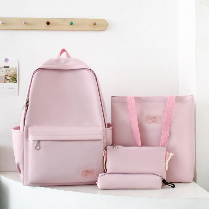 Only-Bags.Store 4pcs Tasche Set: Chic Solid Color Nylon Rucksack mit verstellbaren Trägern, Tote, Crossbody &