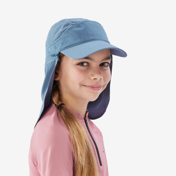 Image du produit Quechua Casquette de randonnée nuque longue 7-15 ans, MH900 bleue (Taille unique)