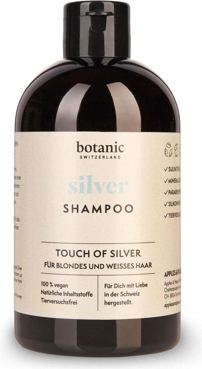 Actual product image Botanic Switzerland silver | Shampoo für blondes & weisses Haar (500 ml, Silver shampoo)