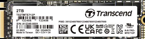 Immagine prodotto Transcend MTE712P 512GB SSD M.2 PCIe NVMe interno 2280 PCIe NVMe 4.0 x4 Retail TS512GMTE712P (512 GB, M.2 2280)