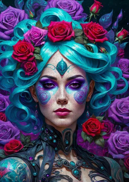 Produktbild Enjoy Puzzle Puzzle 1000 Teile - Gothic Flowers Portrait (1000 Teile)