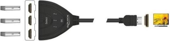 Actual product image Delock HDMI switch 3 x HDMI in to 1 x HDMI out 8K 60 Hz with