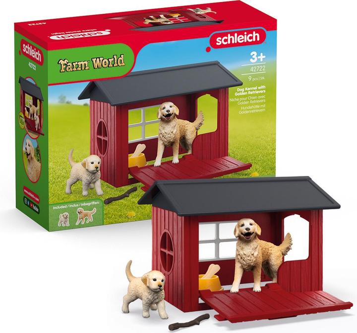 Actual product image Schleich Dog kennel with golden retrievers
